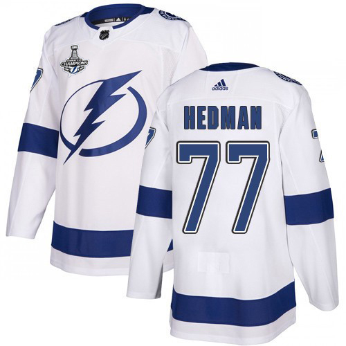 Men Adidas Tampa Bay Lightning #77 Victor Hedman White Road Authentic 2020 Stanley Cup Champions Stitched NHL Jersey->tampa bay lightning->NHL Jersey